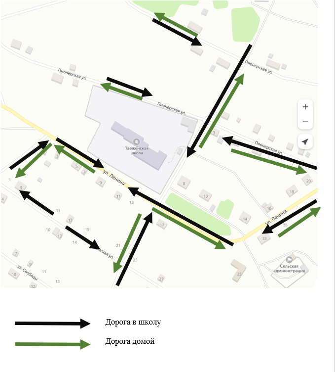 План-схема маршрута к МБОУ &amp;quot;Таеженская СОШ&amp;quot;